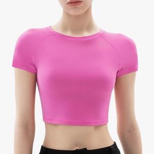 Women’s Hot Pink Cropped Tee - Classic Short Sleeve Crop Top